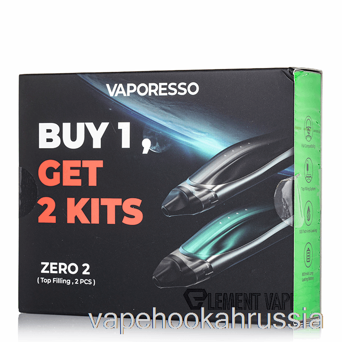 Vape Juice Vapesso Zero 2 Pod System, акция из 2 упаковок, черный + черный, зеленый